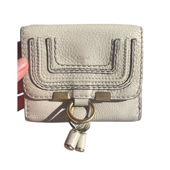 Chloe Handbags - Chloe Leather Tassel Snap Compact Marcie Bi-Fold Square Wallet Gray OS